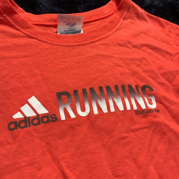 💙 Vintage Y2K Adidas Red Medium Short Sleeve Running Tee - Picture 6 of 7